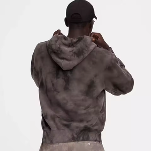 Conjunto de Sudadera con Capucha y Pantalones Deportivos Tie Dye Personalizados para Hombre, Color Marrón Ahumado, 2 Piezas, Felpa Gruesa de 320GSM - Product Image 2