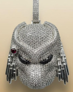 Colgante de Máscara de Depredador con Incrustaciones de Moissanita VVS, Colgante Hip Hop de Plata de Ley 925, Colgante Bling para Raperos y Fiestas para Hombres - Product Image 1