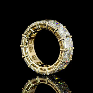Anillo de Eternidad con Diamantes Cultivados en Laboratorio, Corte Radiante, Chapado en Rodio, Oro de 10K, 14K, 18K, Plata 925, 935, Regalo de Compromiso - Product Image 3