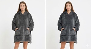 Manta con Capucha Sherpa Extra Grande y Cálida de 340GSM con Logotipo Personalizado al por Mayor para Adultos, Mujeres, Invierno, Sofá - Product Image 2