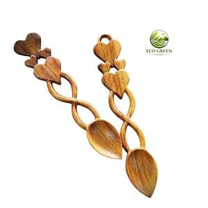 Cucharas de madera ecológicas al por mayor, diseño creativo de ramas, flores y hojas, cucharas de madera natural duraderas para restaurantes y regalos - Product Image 2
