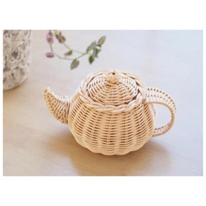 Top 2026 Decorative Handmade Rattan Tea Set - Miniature Woven Teapot and Cups for Playroom & Home Decor - Product Image 3