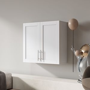 Armadietto da Parete Bianco 30 cm (L) x 80 cm (P) x 76 cm (A) Soluzione di Stoccaggio Impilabile per Cucina - Product Image 2