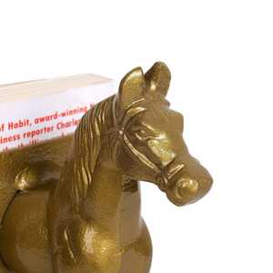 Gold Horse Serre-livres décoratifs en métal plaqué or Art Déco, organisateur d'étagère pour la maison et le bureau, cadeau de remise de diplôme/mariage/Diwali - Product Image 3