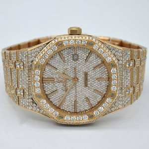 Montre BOJ A.P.53 entièrement en or jaune, cadran à aiguilles, mouvement automatique, diamants VVS, moissanite, montre pour homme, montre de luxe, montre à prix bas - Product Image 1