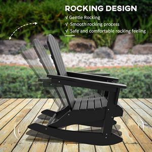 Sedia a dondolo Adirondack nera da esterno in HDPE effetto legno per giardino, patio, sala da pranzo, pieghevole, per veranda - Product Image 6
