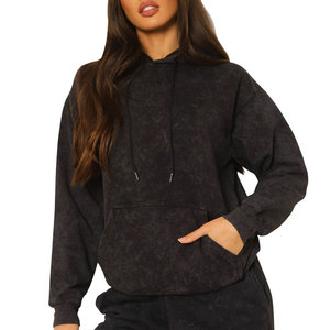 Sudadera con Capucha para Mujer, Estilo Streetwear, Hombros Caídos, Tejido Grueso, Lavado Ácido, Hecha a Medida, Venta al por Mayor, Precio Económico - Product Image 5