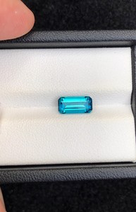 Turmalina azul neón natural rara, piedra preciosa suelta con corte esmeralda, cristal para la elaboración de joyas - Product Image 5