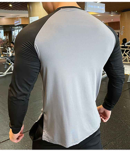 Camiseta de Compresión de Manga Larga para Hombre, Cuello Redondo, Contraste Blanco y Azul, Secado Rápido, Poliéster, para Fitness, Gimnasio y Entrenamiento - Product Image 5