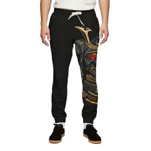 Pantalon de survêtement noir pour homme, imprimé par sublimation, motif flamme, taille élastique avec cordon de serrage, joggers décontractés en polyester mi-lourd - Product Image 5