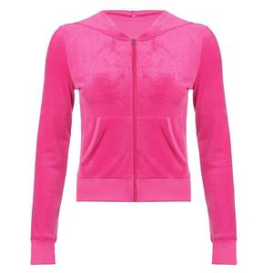 Conjunto de chándal de terciopelo personalizado de invierno con cremallera y pedrería, de 2 piezas para mujer, con pantalón acampanado, para correr, 2026 - Product Image 2