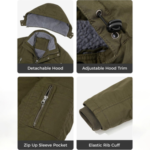 Chaqueta de Invierno para Hombre, Talla Grande, Cálida, con Forro de Sherpa, Capucha Desmontable, Impermeable, Ecológica, Transpirable y de Secado Rápido - Product Image 4
