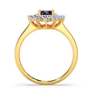 Blue Color Stone Royal Bloom Halo <b>Diamond</b> <b>Ring</b> - Product Image 2