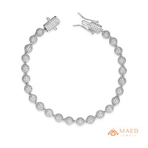 <b>Silver</b> Gold Plated Moissanite Luxury Diamond Look Ball Link Bracelet Fine Chain Jewelry <b>for</b> Women and <b>Men</b> - Product Image 1
