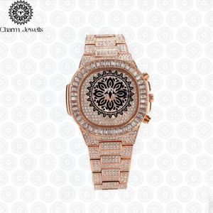Charm_Jewells Luxury Women's Rose Gold Diamond Watch Analog Dial Sapphire Crystal <b>Chronograph</b> Folding Clasp 40mm - Product Image 1