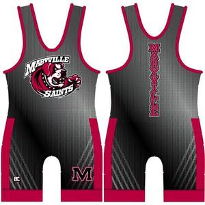 Maillot de compression de lutte sans manches unisexe en polyester avec impression par sublimation et motif lettres – Vêtement de fitness ajusté - Product Image 2