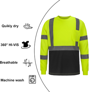 Camisa de seguridad de alta visibilidad de manga larga para hombre, ropa de trabajo reflectante de alta calidad para trabajadores de la construcción y sitios industriales. - Product Image 3