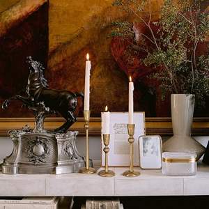 Ensemble de 3 bougeoirs décoratifs en laiton et fer pour mariage, dîner et fête - Product Image 2