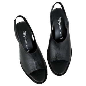 Chaussures décontractées à talon haut pour femme en cuir véritable avec finition placage, bout ouvert, à enfiler, souples, pour le printemps et l'été - Product Image 5