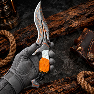 Couteau Bowie à lame en acier Damas forgé à la main, manche en nid d'abeille, garde-poignée croisé, pour la chasse, le camping, les activités de plein air, couteau de collection - Product Image 4