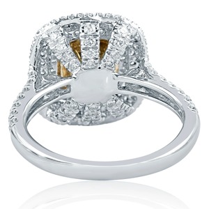 New Collection <b>Cushion</b> Cut Fancy Yellow Lab Created Diamond Double Halo Set <b>Ring</b> in 14K White Gold, <b>Wedding</b> <b>Ring</b> for Sale - Product Image 3