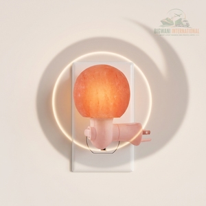 Lampe de nuit à brancher en forme de boule/globe de sel de roche de l'Himalaya, sculptée à la main, sphère ronde, décoration murale, lumière pour chambre et couloir - Product Image 4
