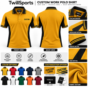 Ropa de Trabajo Resistente que Absorbe la Humedad, Camiseta Polo de Trabajo para Hombre, Logotipo Personalizado, Manga Corta, Uniforme Corporativo - Product Image 5