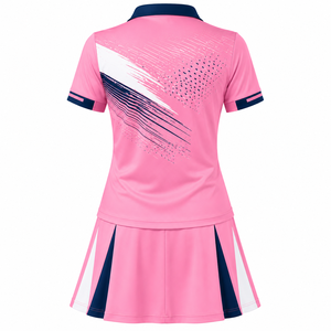 Custom Women Tennis Uniform Sublimation Graphic Polo Shirt <b>Skirt</b> Set Breathable Quick Dry Badminton Dress Tracksuit Wholesale - Product Image 4
