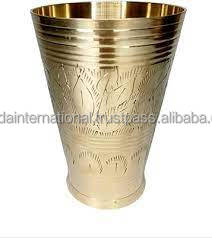 Verre à eau matériel en laiton de conception moyenne de gravure avec le verre à boire en métal fini d'or avec la conception de gravure - Product Image 4