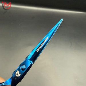 Ciseaux de coiffure professionnels, lame en acier inoxydable, pointe acérée, pour droitiers, manche court, bleu, outil de salon - Product Image 2