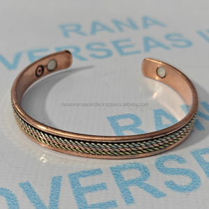 Bracelet magnétique ajustable en cuivre, trois couleurs, moderne et élégant, manchette ouverte pour thérapie de l'arthrite, énergie curative, écologique, personnalisable - Product Image 2