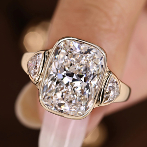 Women's 18K Solid Gold Rose Gold Plated Asscher Cut Diamond Engagement <b>Ring</b> Classic Geometric Style - Product Image 3