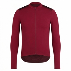 Maillot de cyclisme unisexe à manches courtes rouge, fermeture éclair intégrale, respirant, haute performance, avec logo avant, 100 % polyester, imprimé par sublimation - Product Image 1