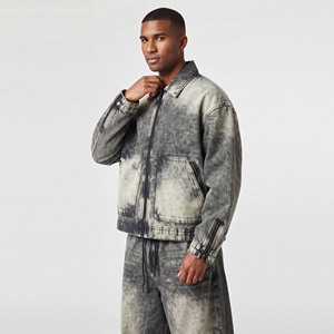 Ensemble veste en jean oversize et jean large pour homme – Style streetwear décontracté – Survêtement en jean délavé - Product Image 2