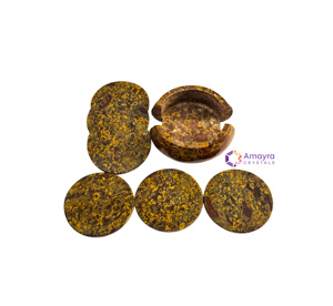 ชุดจานรองแก้ววงกลมลายแจสเปอร์ผลไม้ธรรมชาติ 6 ชิ้น ชิ้นส่วนอัญมณีขัดเงา กันน้ำ ของตกแต่งบ้าน งานศิลปะสะสม จากกูร์กาฏ - Product Image 1