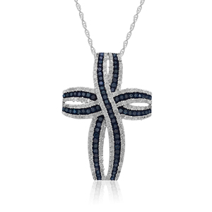 JEWELSPAARK Collar con Colgante de Diamantes Naturales Blancos y Azules de 1.64 Cttw para Mujer, Plata de Ley 925 con Baño de Rodio, Cadena de 18 Pulgadas - Product Image 1