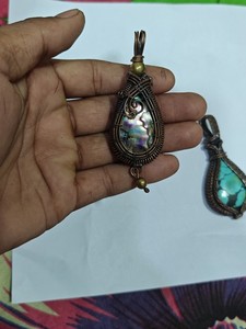 Handmade Copper Wire Wrapped Opalite Pendant Necklace Boho Style Jewelry Wholesale - Product Image 3