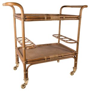 Elegant Woven Rattan <b>Serving</b> <b>Trolley</b> For Indoor And Outdoor Party Decoration And Beverage Organization - Product Image 3