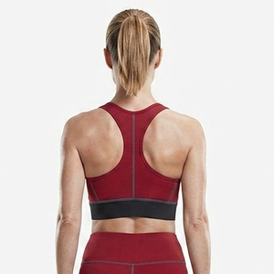 Customized Sportswear Compression Crop Top Women's Scoop Neck Racerback Cropped Tank Top Breathable Gym Trainer Sports <b>Bra</b> - Product Image 3