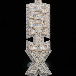 Vertical Letter Custom VVS Moissanite Name <b>Pendant</b> For Men Hip Hop Style Fully Iced Out <b>Initial</b> Chain <b>Pendant</b> Pass Diamond Test - Product Image 6