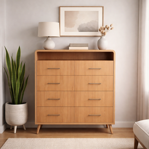 RIVEO RANGE Collection Wood Bedroom Living Room Furniture Durable Dresser Eco-Friendly Tallboy Cabinet 4 Drawers - Product Image 5