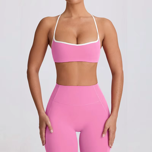 Ensemble de yoga pour femmes de haute qualité, motif léopard uni, extensible, en spandex/nylon respirant, élégant, taille haute, deux pièces - Product Image 4