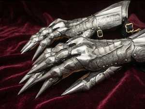 ถุงมือเหล็กยุคกลางชุบเงิน งานหล่อแบบโบราณ งานศิลปะโลหะ ของสะสม - Product Image 4