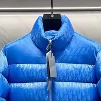 Blouson matelassé gris personnalisé pour homme avec monogramme, col montant, à capuche, motif de luxe, chaud, hiver, vente en gros, OEM