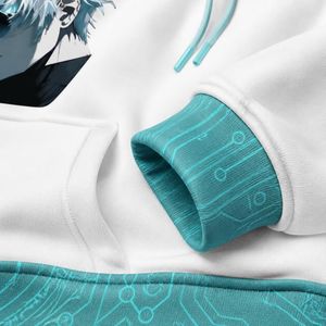 Sweat à capuche personnalisé avec motif anime color block pour homme, style streetwear japonais, en molleton, vente en gros usine OEM - Product Image 5