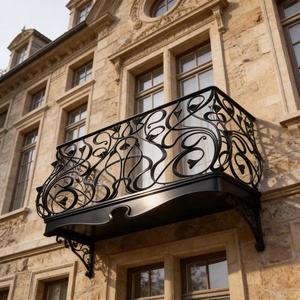 Rampe de balcon en fer forgé de style victorien KHP - Design décoratif mural - Résistant à la rouille - Installation facile - Taille personnalisable - Product Image 2