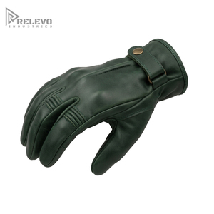 Wholesale Men's Men's Dark Green Genuine Leather Riding Gloves, Biker Gloves Adjustable Wrist <b>Strap</b> OEM, Fully Customized - Product Image 3