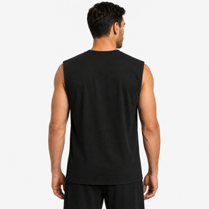Racerback Tank Top Ribbed Cotton Fabric Curved Hem Design Blank Plain <b>No</b> <b>Logo</b> OEM Manufacturer Custom For Streetwear Casual - Product Image 3