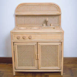 Prix le moins cher cuisine jouet poêle pour petits enfants rotin naturel simulé cuisinières petit cuisinier station jouets - Product Image 2