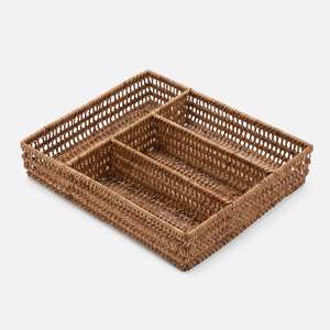 Flatware container caddy <b>tray</b> high quality rattan utensil <b>drawer</b> organizer cutlery holder <b>trays</b> - Product Image 5